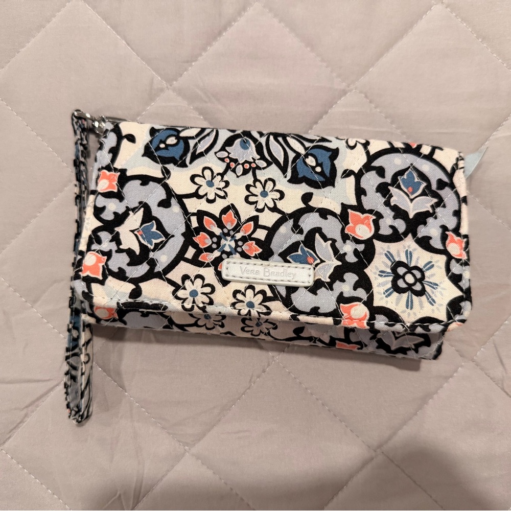 Vera Bradley Floral Clutch - Black, White, and Coral